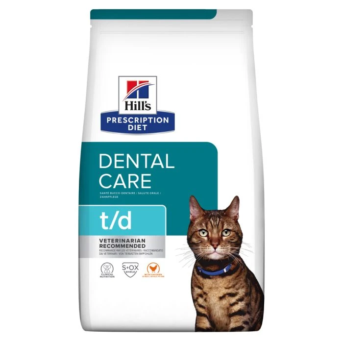 Hill's Prescription Diet T/D Croquettes Pour Chat Au Poulet 3 Hill's Prescription Diet T/D Croquettes Pour Chat Au Poulet