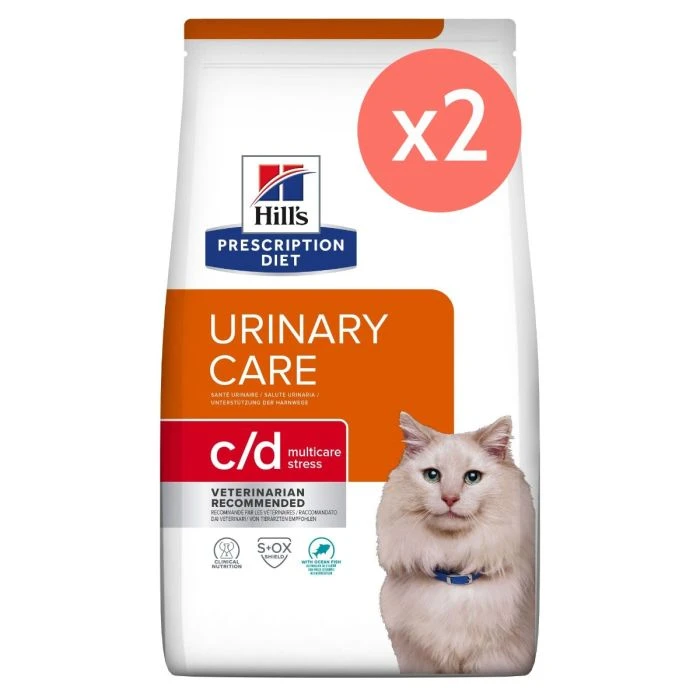 Lot De 2 Sacs Hill's Prescription Diet C/D Urinary Stress Multicare Croquettes Pour Chat Au Poisson - 3Kg 3 Lot De 2 Sacs Hill's Prescription Diet C/D Urinary Stress Multicare Croquettes Pour Chat Au Poisson - 3Kg