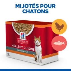 HILL'S SCIENCE PLAN HEALTHY CUISINE MIJOTÉS POUR CHAT ADULTE STÉRILISÉ AU POULET ET AU SAUMON 12X80G -Trixie Magasin Hills science plan chat adult sterilised cat healthy cuisine mijotes sachet repas poulet saumon 12x80g 2 FR