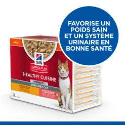 HILL'S SCIENCE PLAN HEALTHY CUISINE MIJOTÉS POUR CHAT ADULTE STÉRILISÉ AU POULET ET AU SAUMON 12X80G -Trixie Magasin Hills science plan chat adult sterilised cat healthy cuisine mijotes sachet repas poulet saumon 12x80g 3 FR