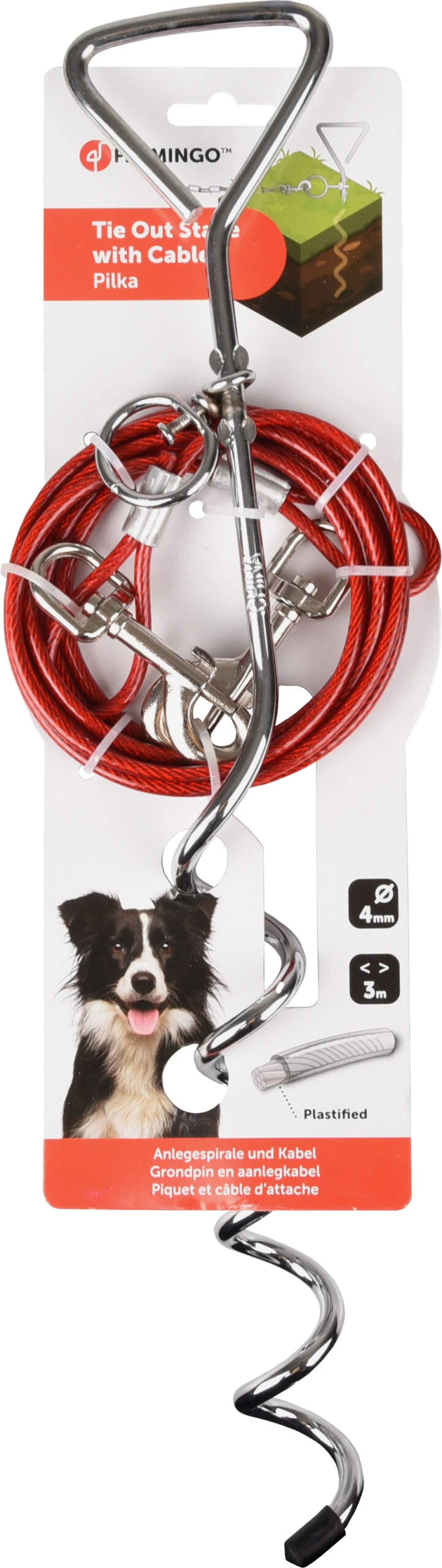Flamingo Piquet D'attache Pilka 46cm Avec Câble 3m 4 Flamingo Piquet D'attache Pilka 46cm Avec Câble 3m – Image 2